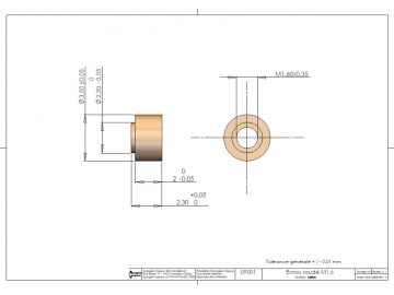 Ecrous cylindriques épaulés à  souder M1.6, dix pièces